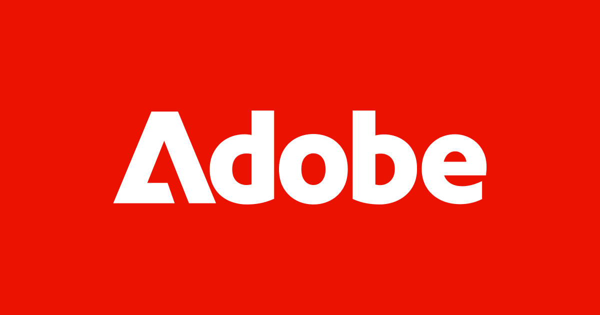 Adobe logo on a red background
